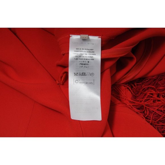 Stella McCartney Long Maxi Fringe Dress 44 Sleeveless Red Viscose Stretch - Picture 8 of 10